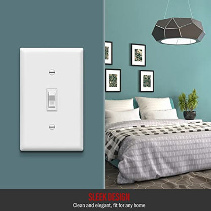 ENERLITES 10 Pack Toggle Light Switch with Wall Plate, Single Pole, White - color: White, size: Switch with Wall Plate