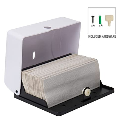 Mind Reader Multifold Paper Towel Dispenser, Paper Towel Holder, Restroom, Wall Mount, Set of 3, White