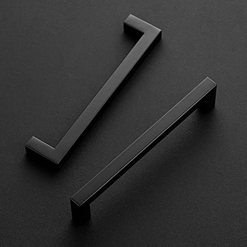 Ravinte Matte Black Cabinet Handles Square Pulls 6-1/4 Inch 10 Pack - size: 6-3/4 Inch (6-1/4 Inch Hole Center)