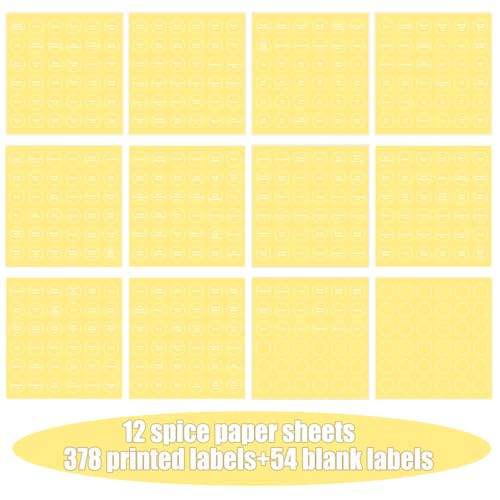 Spice Labels, 432Pcs Spice Labels Stickers 1.4in Waterproof Adhesive Round Preprinted Spice with Blank Label Tear Resistant Sticker for Kitchen Jars Caps Food Containers Organizers (Transparent) - color: T White