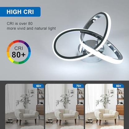 DELIPOP Modern Ceiling Light, 6500K Cool White Led Ceiling Light Fixture, Metal Curved Design Ceiling Lamp for Bedroom Hallway Bathroom Entryway Balcony Stair - color: Silver-6500K