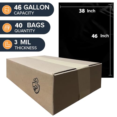 45-50 Gallon 3 Mil Heavy Duty Contractor Trash Bags on Roll, Extra Thick Construction Garbage Bags, Easy Tear-Off, Leak & Puncture Resistant,for Renovation, Demolition & Yard Waste, 40 Count