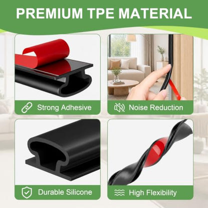 D-Shaped Self-Adhesive TPE Door Weather Stripping Seal 3/8x1/4 20 Ft