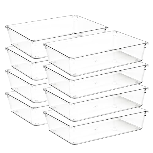 8 Pack Drawer Organizers, 6"X 9" Clear Acrylic Storage Bins - size: 6"X 9"