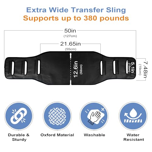 Transfer Belt Transfer Sling Padded Gait Belts with Seniors Patient Lift - color: Black 2