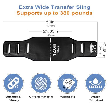 Transfer Belt Transfer Sling Padded Gait Belts with Seniors Patient Lift - color: Black 2