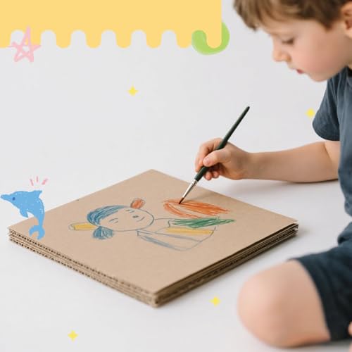 100 Pack 12x12 Inch Flat Corrugated Cardboard Sheets - 0.07 Inch Thick Square Thin Cardboard Padding Inserts for Crafts, Mailers, Box Dividers, Drawing & DIY Projects - size: 12" x 12"
