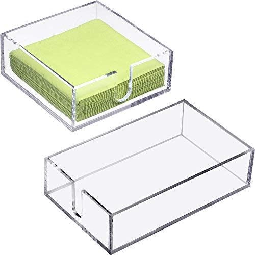 Boao 2 Pieces Acrylic Cocktail Napkin Holder, 5 x 5 Inch, 9 x 5.5 Inch - size: 5 x 5 Inch, 9 x 5.5 Inch