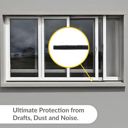 Brixwell High Density Window Pile - 100' Roll, 0.250" Pile Height, Gray, High-Density Weather Stripping for Doors & Windows, Door Seal Strip, Window Weather Seal, Weatherproof Tape - style: 0.250" (6.3mm)