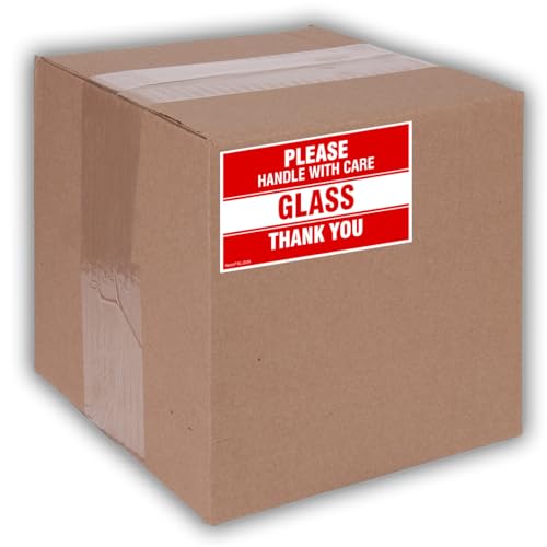 Kenco 3" X 5" Please Handle with Care Glass Thank You Stickers for Shipping and Packing - 500 Adhesive Labels Per Roll (10 Pack) - size: 10 PACK