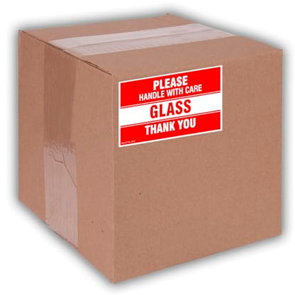 Kenco 3" X 5" Please Handle with Care Glass Thank You Stickers for Shipping and Packing - 500 Adhesive Labels Per Roll (10 Pack) - size: 10 PACK