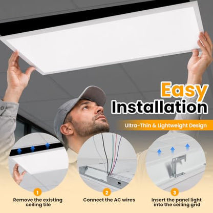 2 Pack 2x4 LED Flat Panel Light, 5CCT Selectable,0-10V Dimmable, 9630LM/72W - color: 2 Pack, size: 2-foot X 4-foot