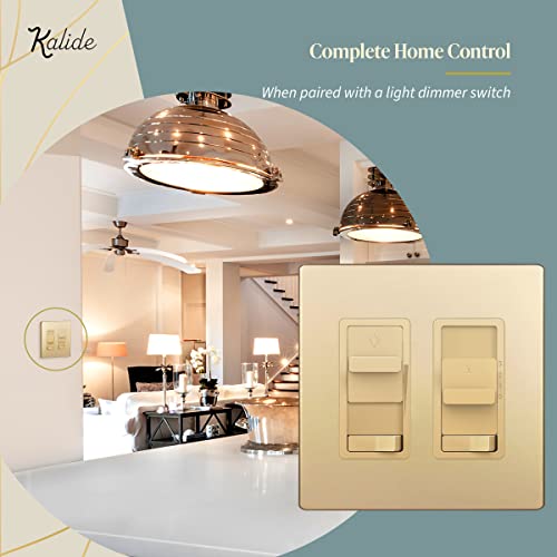 TOPGREENER Ceiling Fan Control and Light Switch, 3-Speed, Gold - color: Gold, size: Light Switch with Fan