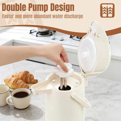 Coffee Dispenser with Pump, 84.5 oz Airpot Carafe, White, 1 Count - color: White