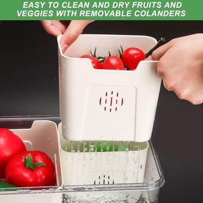 Fruit Storage Containers for Fridge with Lid and Handle, Veggie Tray Bins - color: High-4 Colanders
