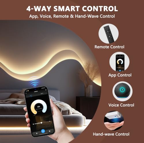 VST 16.4ft 24V Smart Silicone LED Strip Lights Wood Slat Wall Recessed - color: Smart Control
