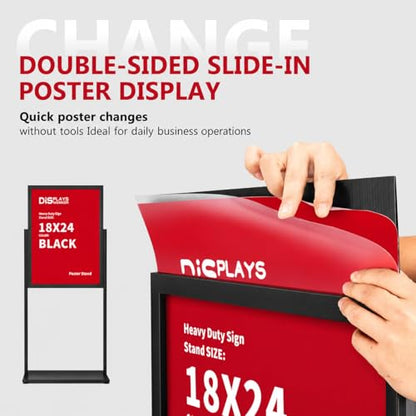DISPLAYSWORKER 18x24 Poster Stand , Aluminum Double side Sign Holder floor Stand, Have Duty Base for Retail StoreS,Resrtaurants&Office - size: 18×24