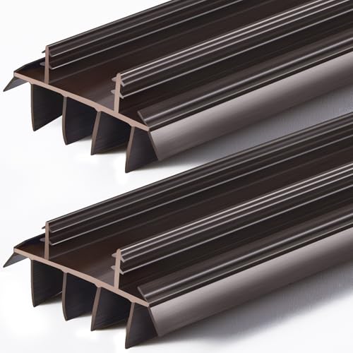 Pushglossy 2 Pcs Door Bottom Seal with Vinyl Fins Threshold Strip,Brown - color: Brown