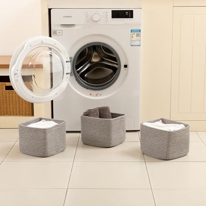 OIAHOMY 3 PACK Cube Storage Bins Storage Baskets Shelf Bins Grey - color: Grey