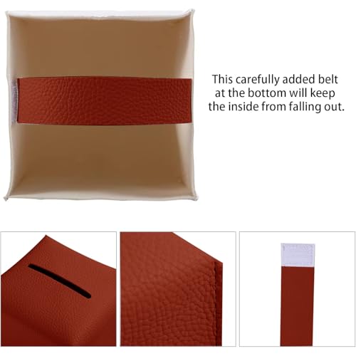 2 Pack 5"x5"x5" Square PU Leather Tissue Box Holders for Home & Office - color: Reddish Brown