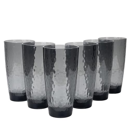 26-Ounce Plastic Tumblers (Set of 6), Reusable Plastic Mugs, BPA-Free Acrylic to Drink Mugs, Shatter Resistant, Textured Interior, Dishwasher Safe (Grey, 26 Ounce) - color: Gray, size: 26 Ounce