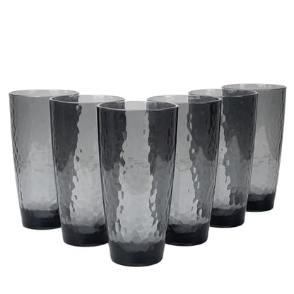 26-Ounce Plastic Tumblers (Set of 6), Reusable Plastic Mugs, BPA-Free Acrylic to Drink Mugs, Shatter Resistant, Textured Interior, Dishwasher Safe (Grey, 26 Ounce) - color: Gray, size: 26 Ounce