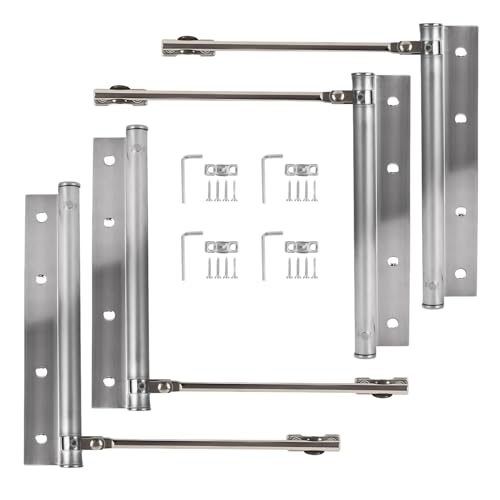 4 Pack Automatic Door Closer for Home Easy to Install | Safety Spring Door Closers | Auto Soft Close to Convert Hinged Doors to Auto Self Closing | Adjustable Catch Speed | with Arm, Screw, Wrench - color: Silver, size: 4 Pack