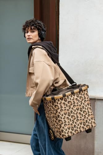 reisenthel carrycruiser Frame Leo Macchiato - Portable Shopping Trolley with Sturdy Aluminum Frame, Shoulder Strap and Removable mesh Inner Bag -Water-Repellent - color: Leo Macchiato