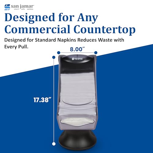 San Jamar - H5005SCL H5005S Venue Fullfold Control Napkin Dispenser with Stand, 500 Capacity, 8" Width x 17-1/2" Height x 13" Depth, Clear
