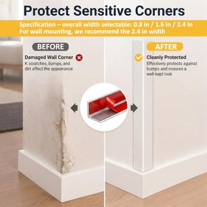 Wall Corner Protector Self-Adhesive Flexible – Durable Rubber, Furniture Edge Guard, Easy to Install, White, Prevents Wall Damage, Ideal for Home or Office Use - size: 0.8in×10.8ft