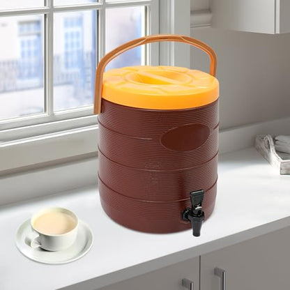 Stainless Steel Beverage Dispenser Insulated Container with Faucet Cooler with Drink Dispensers Cold and Hot Drink Dispenser for Milk Tea, Juice, Coffee 6.6 Gal Capacity (Brown) - color: Brown, size: 25L