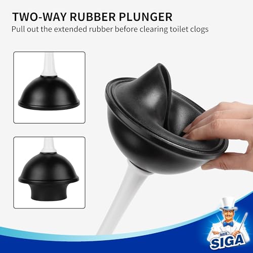 MR.SIGA Toilet Plunger and Bowl Brush Combo for Bathroom Cleaning, White - color: White