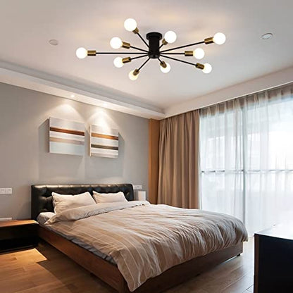Garwarm 10-Light Sputnik Ceiling Light Fixture, Modern Sputnik Chandelier - color: 10 Lights/Black and Gold