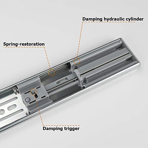 LONTAN 1 Pair Soft Close Drawer Slides 20 Inch Heavy Duty Cabinet Rails - color: Silver-Soft Close, size: 20 Inch - Drawer Slide