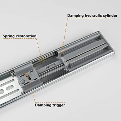 LONTAN 1 Pair Soft Close Drawer Slides 16 Inch Heavy Duty Cabinet Rails - color: Silver-Soft Close, size: 16 Inch - Drawer Slide