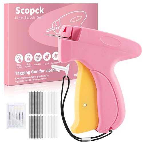 Stitch Gun for Clothes - Handheld Stitch Gun Quick Clothing Fixer - Mini Sewing Kit Micro Tagging Gun - Includes 6 Needle, 1000 Black Fasteners & 1000 White Fasteners (Pink-Yellow) - color: pink-yellow