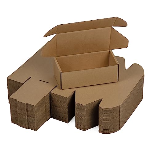 SUNLPH 50 Pack 6.5x3.2x2.2 Inches Small Shipping Boxes, Brown Corrugated Cardboard Boxes, Moving Mailing Packing Box - color: Brown, size: 6.5x3.2x2.2