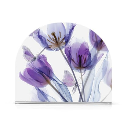 Tulips Napkin Holder for Table Butterfly Acrylic Tissue Dispenser - color: tulips and butterfly