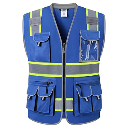 JKSafety Reflective Safety Vest for Men Cushioned Collar JK89 Blue M - color: Bluet1s1, size: Medium