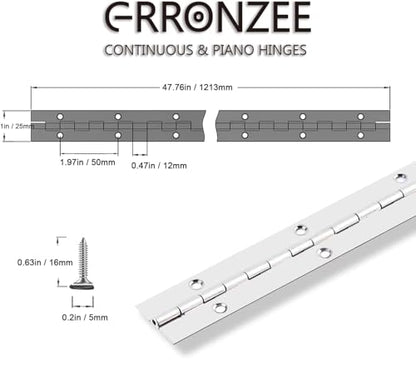 Piano Hinge 48" x 1" Stainless Steel Continuous & Piano Hinge - size: 48 Inch