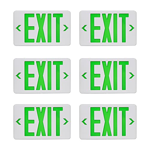TANLUX Green Exit Sign, LED Emergency Exit Light with Battery Backup, UL Listed, AC 120/277V, Hardwired Exit Signs with Emergency Lights, Commercial Emergency Lights for Business - 6 Pack - color: Green, size: 6 Pack