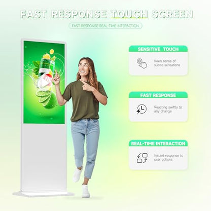 Touch Screen Digital Kiosk, 43 Inch Interactive Digital Signage Display for Retail, Mall, Office Lobby, Events, Advertising Board with Built-in Media Player