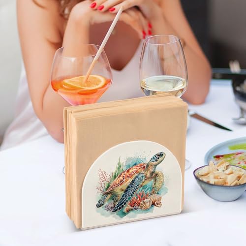 Watecolor Turtle Napkin Holder for Table Acrylic Tissue Dispenser - color: Beautiful Sea Turtle