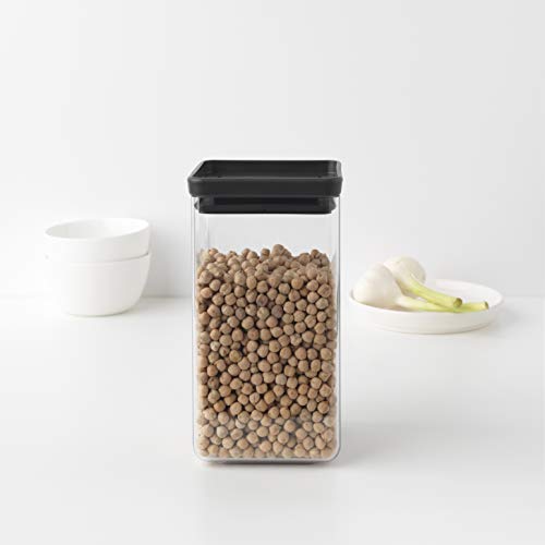 Brabantia Tasty+ Stackable Food Canister (Dark Gray / 0.4 Gal) BPA-Free Space-Saving Durable Jar with Silicone Seal Lid for Freshness - color: Dark Gray, size: 1.7 qt