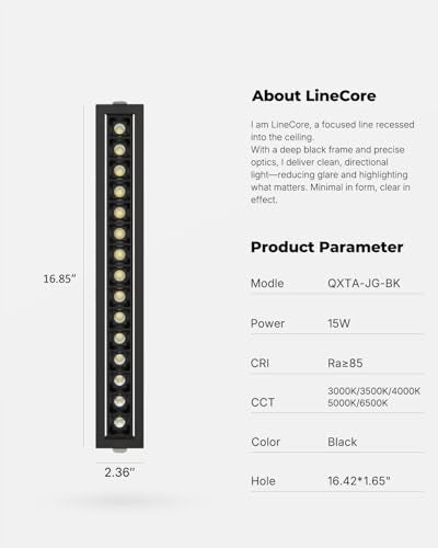 SCON 15W Linear Recessed Lighting with Black Trim, TRIAC Dimmable, 5 CCT - color: Black Trim, size: 16 Pack