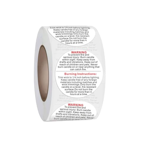 UPSTORE 500Pcs 1.5Inch Candle Warning Labels for DIY Candle Making Craft - color: White