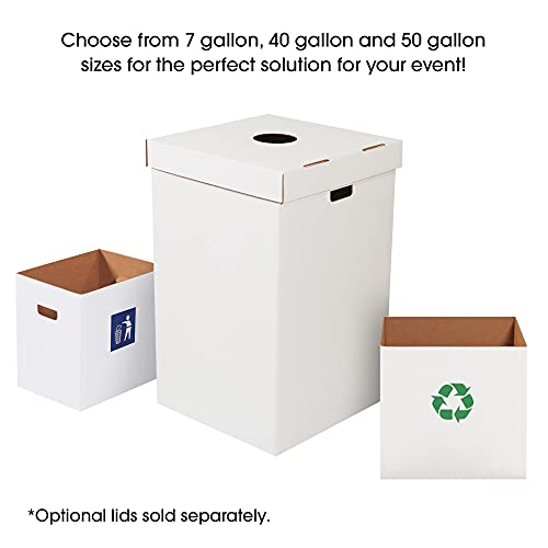 Box USA 50 Gallon 18" L x 18" W x 36" H 10-Pack Cardboard Trash Cans and Recycling Bins, Reusable or Disposable Pop Up Garbage Boxes for Parties, Outdoor Events, Heavy Duty, Waste - size: 50 Gallon 10-Pk, style: Waste