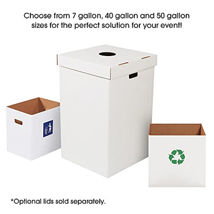 Box USA 50 Gallon 18" L x 18" W x 36" H 10-Pack Cardboard Trash Cans and Recycling Bins, Reusable or Disposable Pop Up Garbage Boxes for Parties, Outdoor Events, Heavy Duty, Waste - size: 50 Gallon 10-Pk, style: Waste