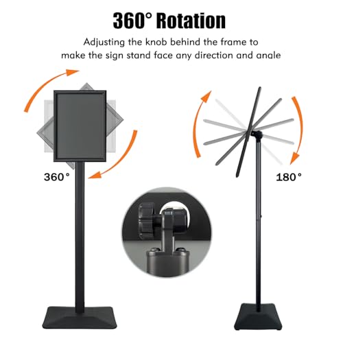 Sign Stand for Display, Ultra Stable Heavy Duty Pedestal Signage Holder - size: 11x17, style: Black