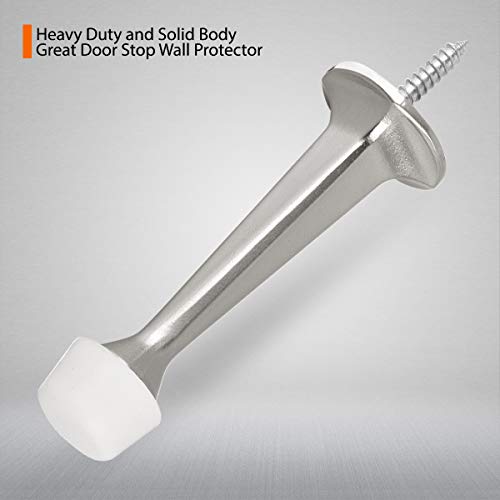 10 Pack Solid Rigid Door Stops - Heavy Duty Door Stoppers Wall Protector with Soft Rubber Tips, Satin Nickel - color: Satin Nickel, size: 10 Pack